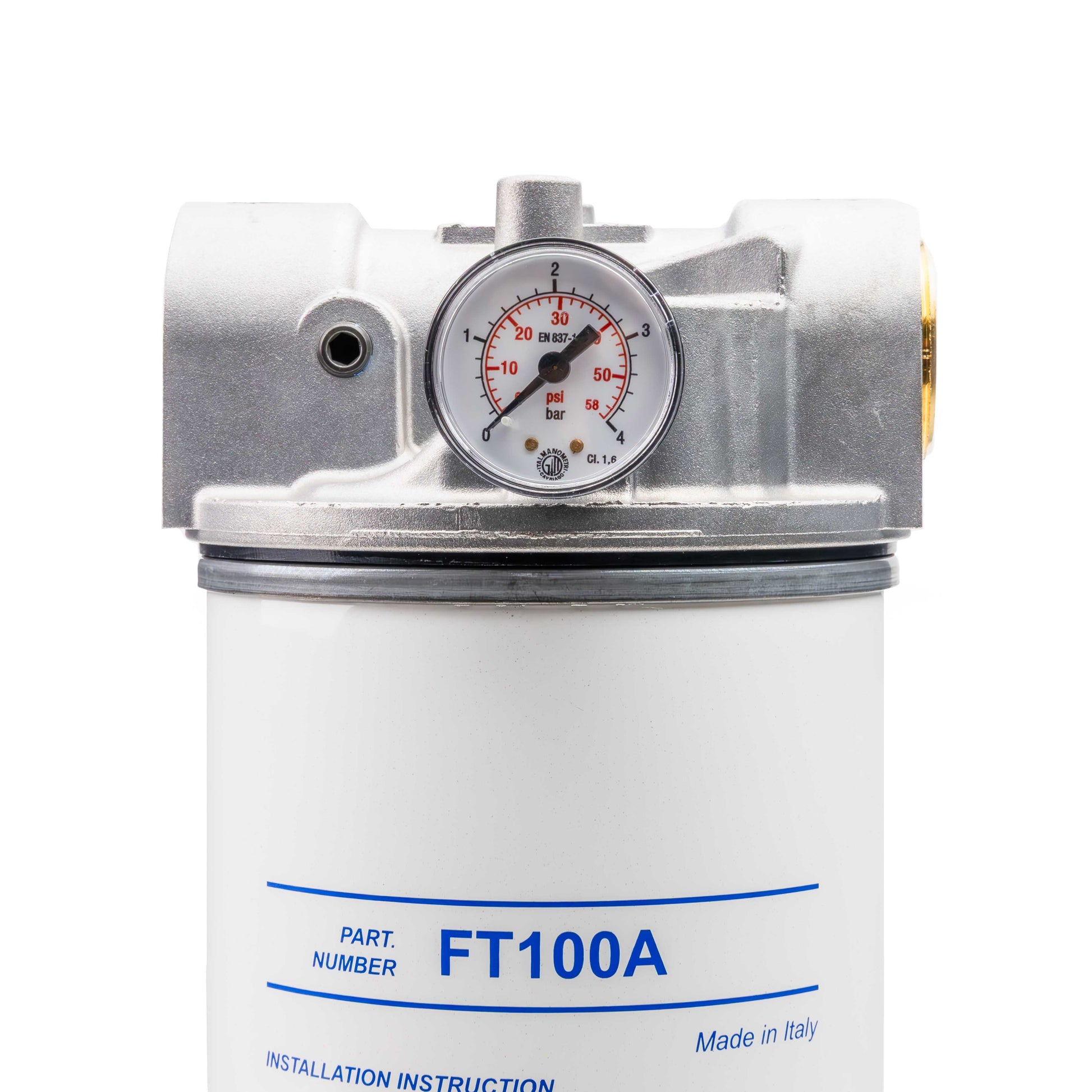 ADAM BY PIUSI Filter DN32 (1.25") BSP F 100lpm with Pressure Gauge Particulate and Water Removal