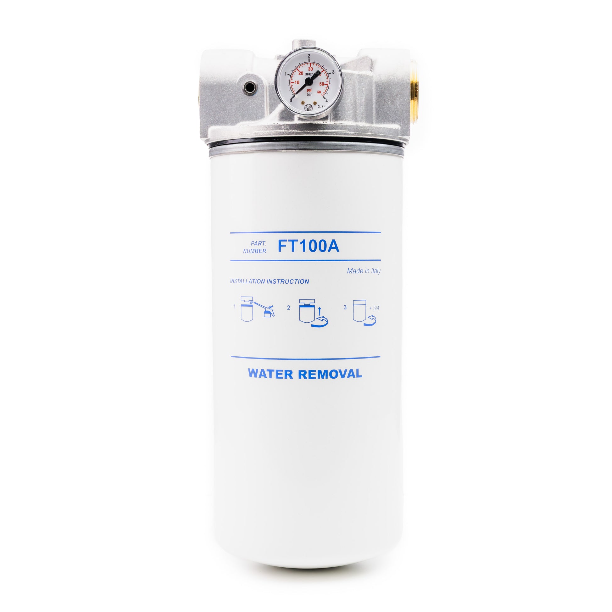 ADAM BY PIUSI Filter DN32 (1.25") BSP F 100lpm with Pressure Gauge Particulate and Water Removal