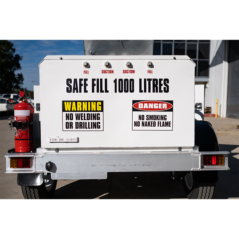 FUEL TRAILER 1250L Self Bunded Low Profile Dual Axle SBHD1250 Rear View
