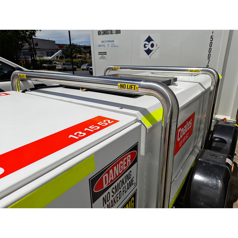 FUEL TRAILER 1250L Self Bunded Low Profile Dual Axle SBHD1250 stainless steel roll bars