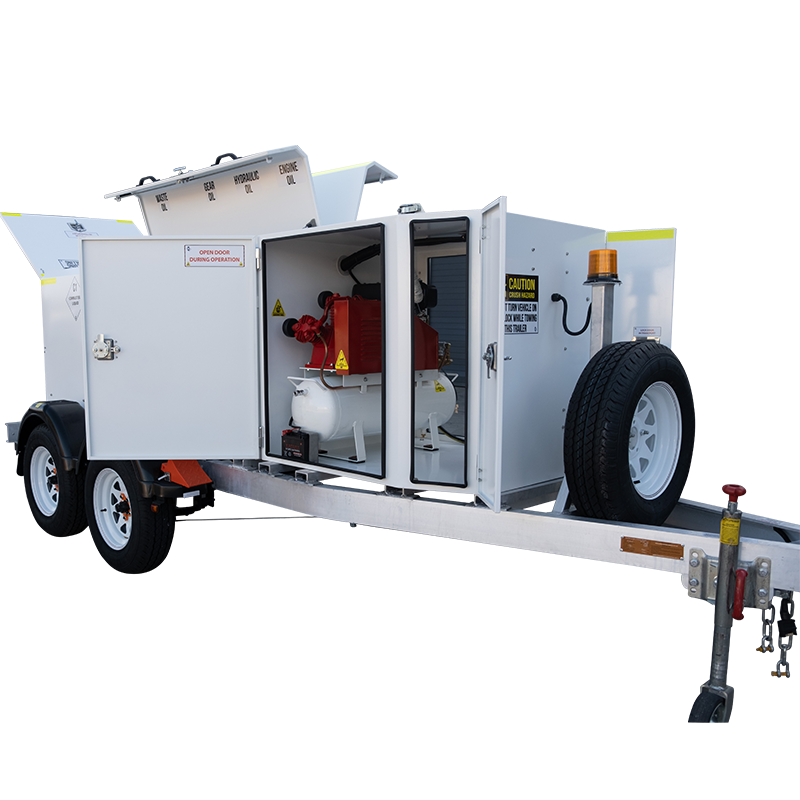 SERVICE TRAILER Self Bunded Low Profile Dual Axle Doors Open
