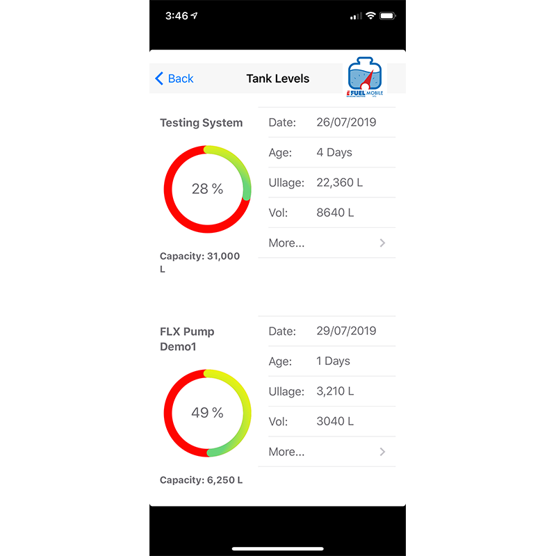 iFUEL® Mobile ATG upgrade demo screen shot