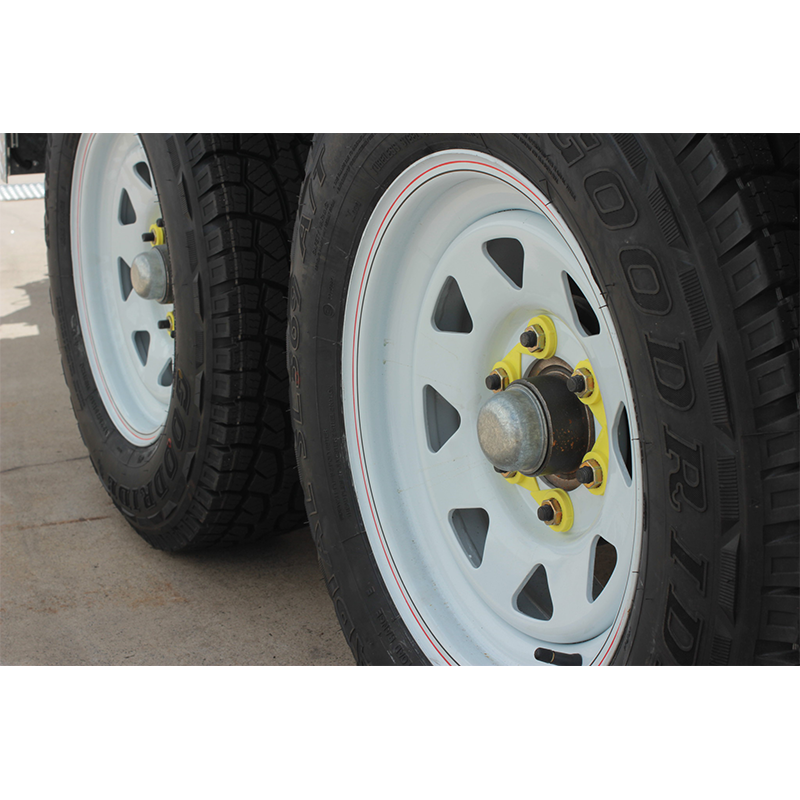 New Tyres, Sunraysia Rims and optional wheel nut indicators fitted to the 1250L Self Bunded Fuel Trailer